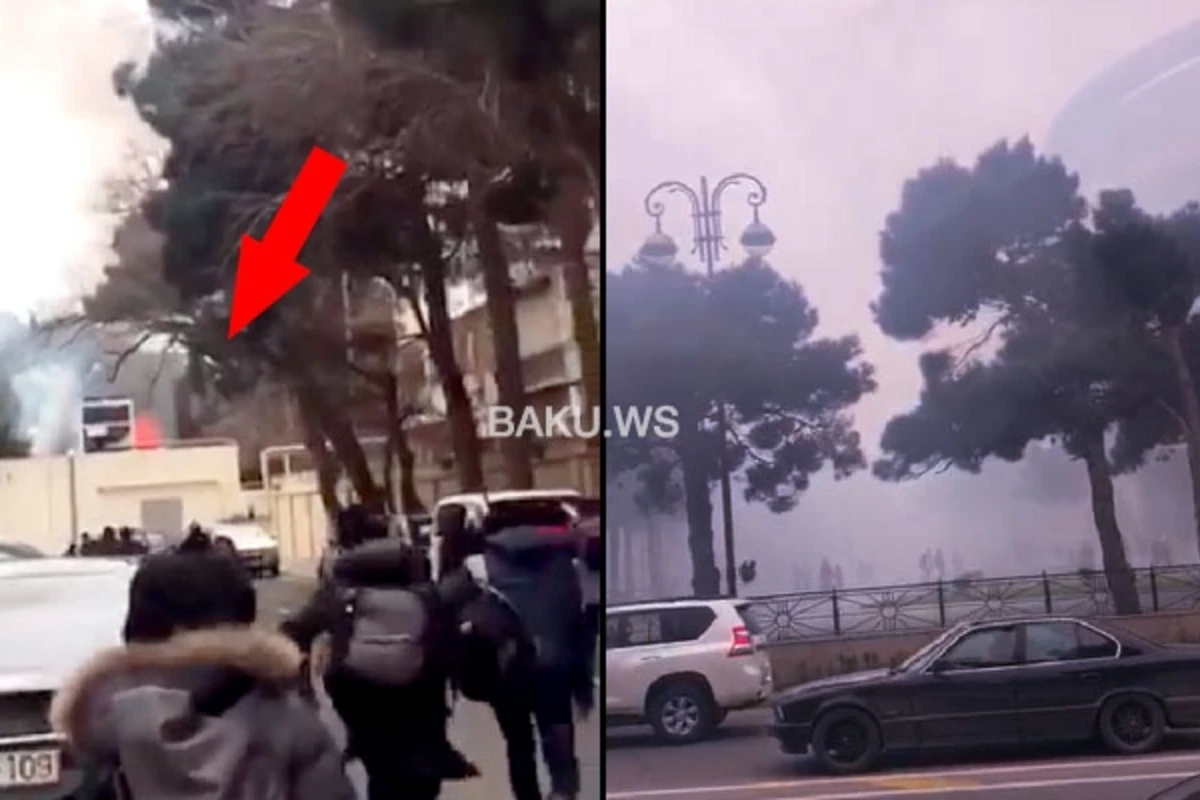 Школу №20 в Баку окутало дымом от пожара в соседнем здании - ВИДЕО