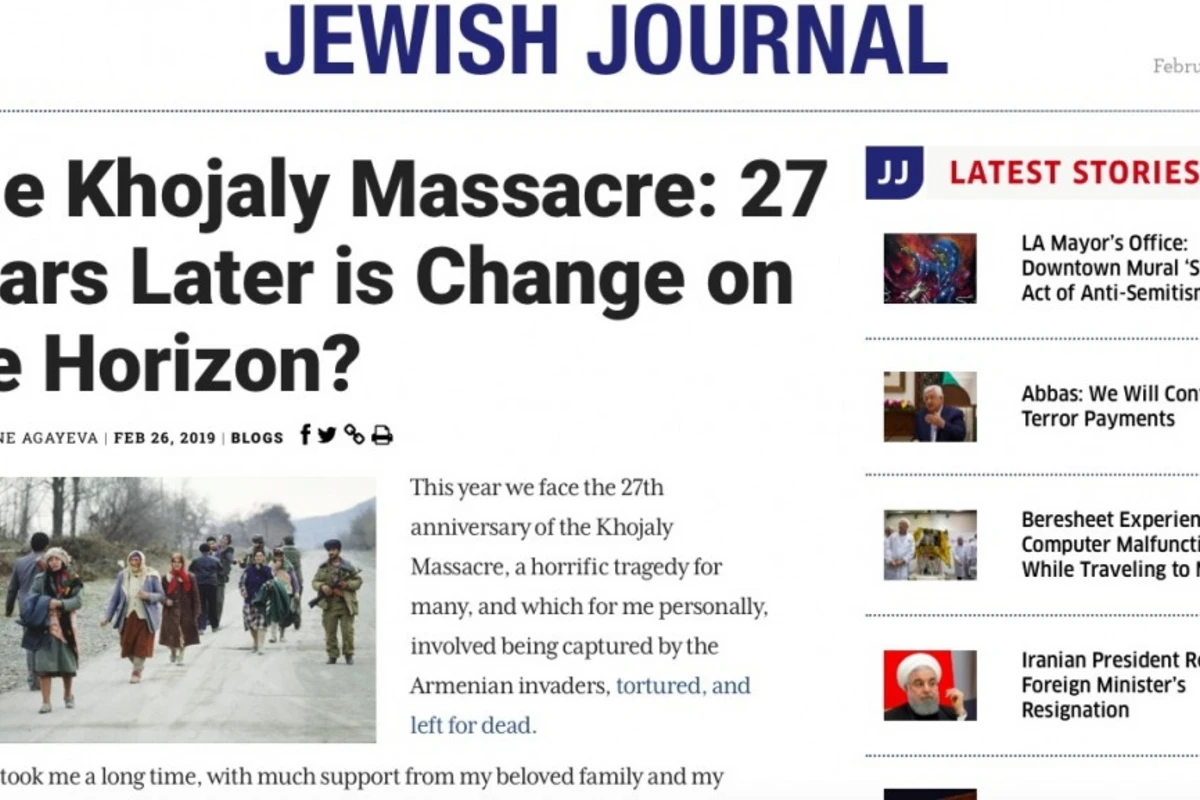 В Jewish Journal опубликована статья азербайджанки, побывавшей в армянском плену - ФОТО