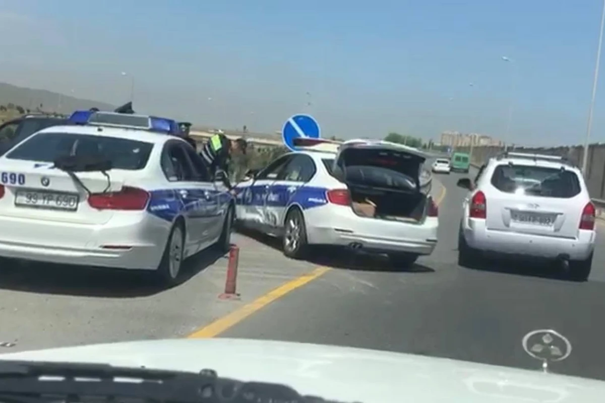 Bakıda DYP avtomobili qəza törətdi - VİDEO