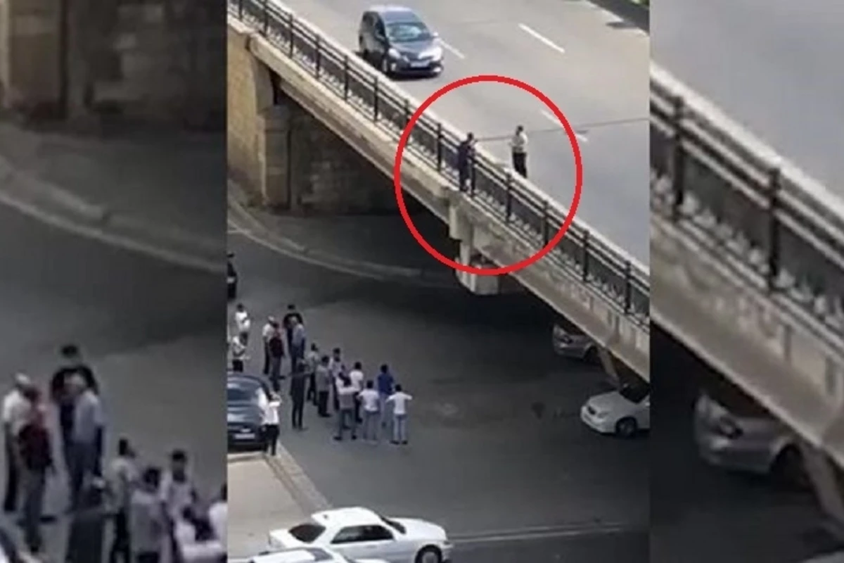 В Баку мужчина пытался броситься с Папанинского моста - ВИДЕО