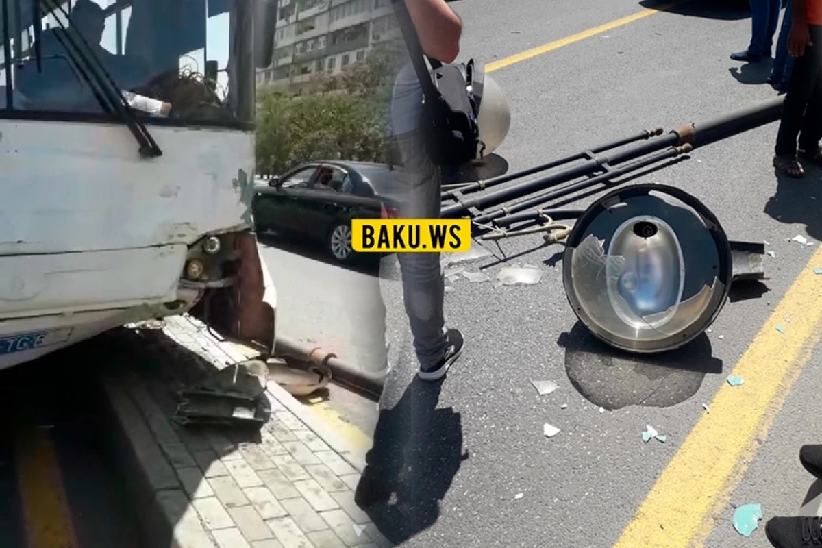 Bakıda sərnişin avtobusu qəzaya uğradı - Yaralılar var -VİDEO