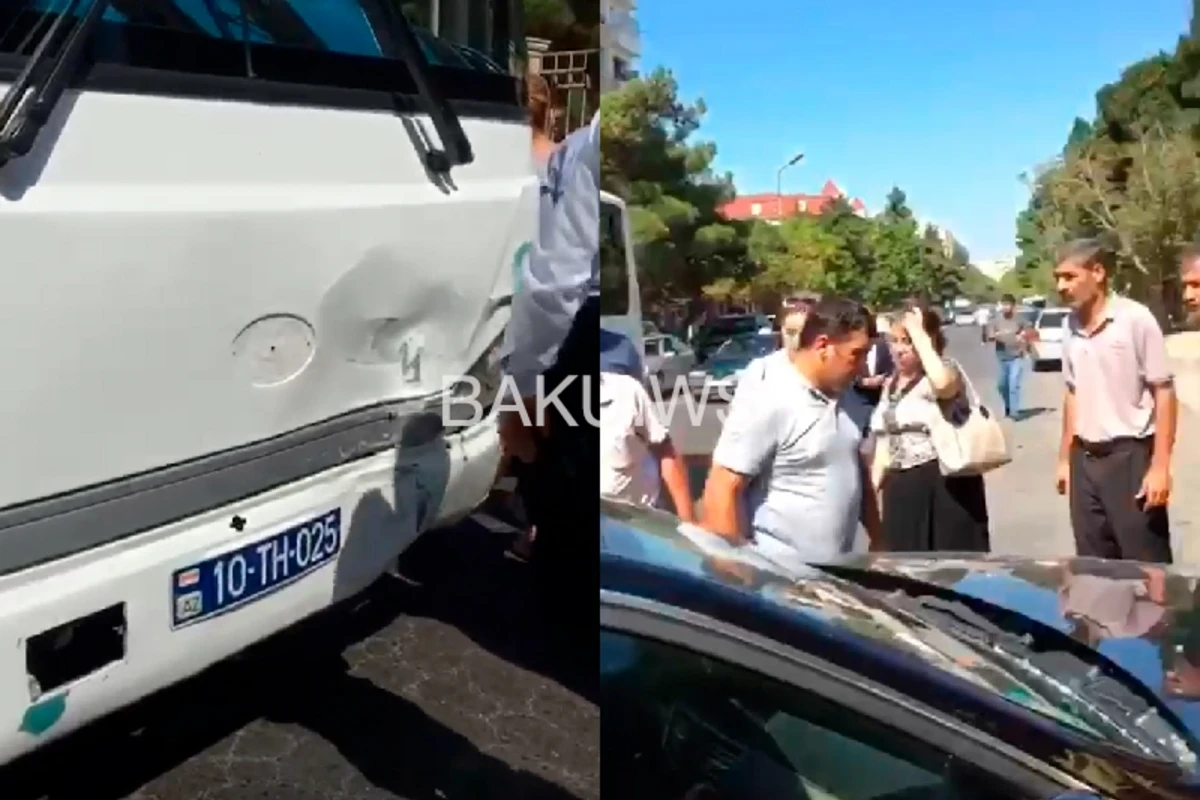 Bakıda avtobusla “Mercedes” toqquşdu - VİDEO
