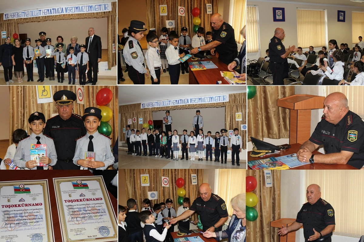 Yol polisi məktəblilərə hədiyyələr payladı - FOTO