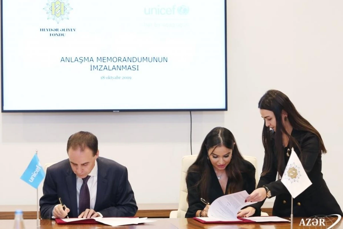 Heydər Əliyev Fondu ilə UNİSEF arasında Anlaşma Memorandumu imzalanıb - FOTO