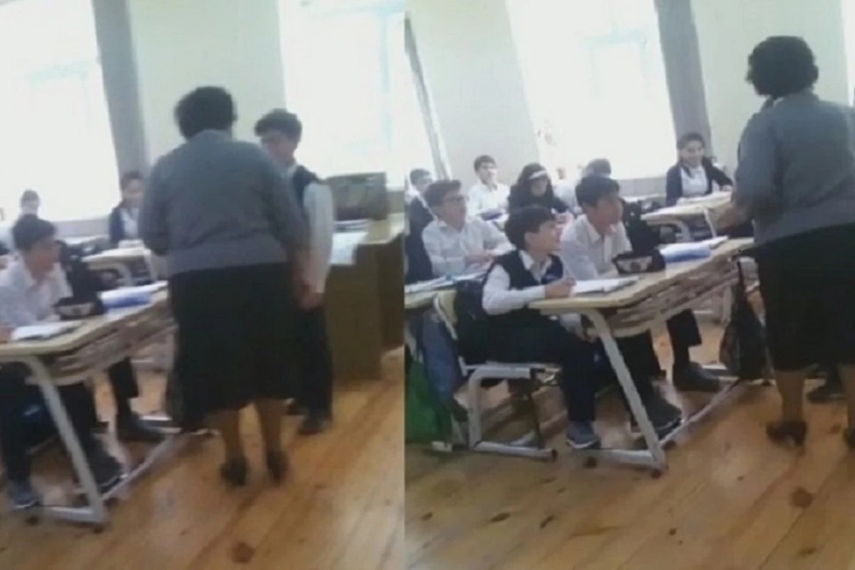 В Баку учительница ударила школьника по лицу - ВИДЕО