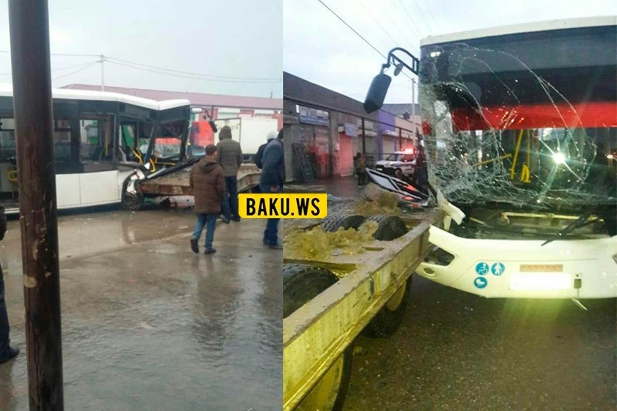 Bakıda avtobus yük maşını ilə toqquşdu - VİDEO - YENİLƏNİB Bakıda avtobus yük maşını ilə toqquşdu - VİDEO - YENİLƏNİB