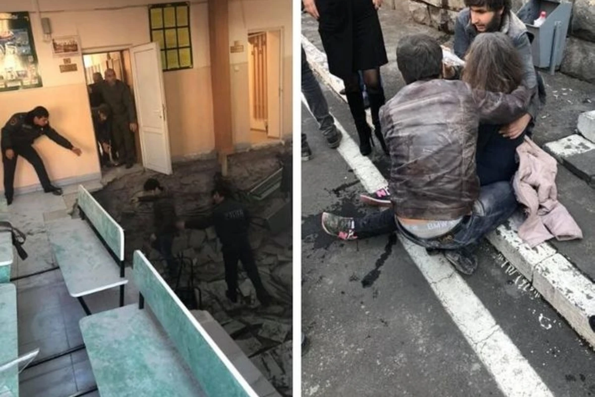 Ermənistanda hərbi komissarlığın döşəməsi çökdü - 11 yaralı