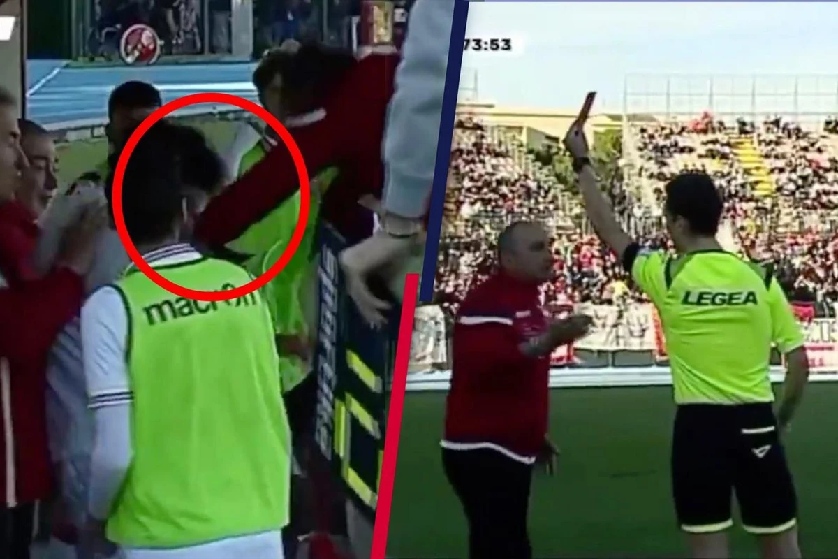 Baş məşqçi futbolçunu vurdu, hakim onu meydandan qovdu - VİDEO
