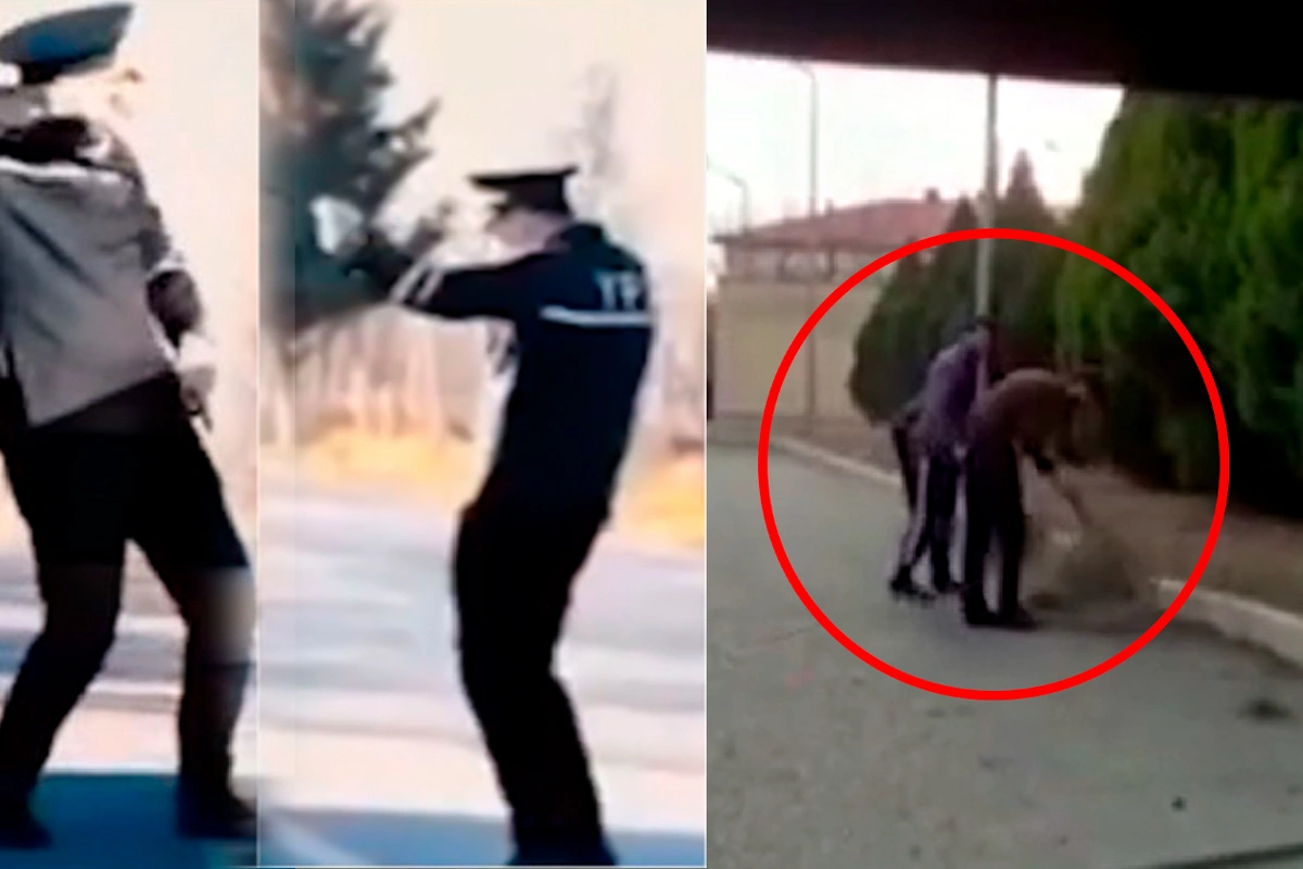 Azərbaycanda polisi təhqir etdiklərinə görə küçə süpürdülər - VİDEO