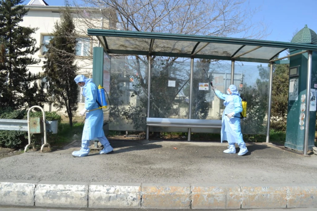 Yevlaxda koronavirus əleyhinə dezinfeksiya - FOTO