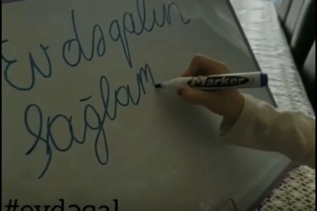Birinci sinif şagirdlərindən #evdəqal çağırışı - VİDEO