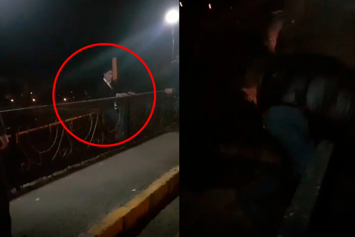 Polis özünü körpüdən atmaq istəyən oğlanı son anda xilas etdi - VİDEO