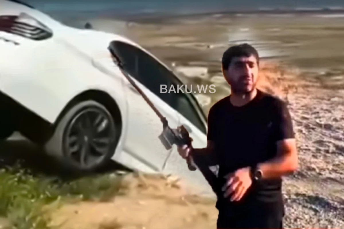 “Kürd Elnur”un qəsdən dərədən atdığı avtomobilin son görüntüləri - VİDEO