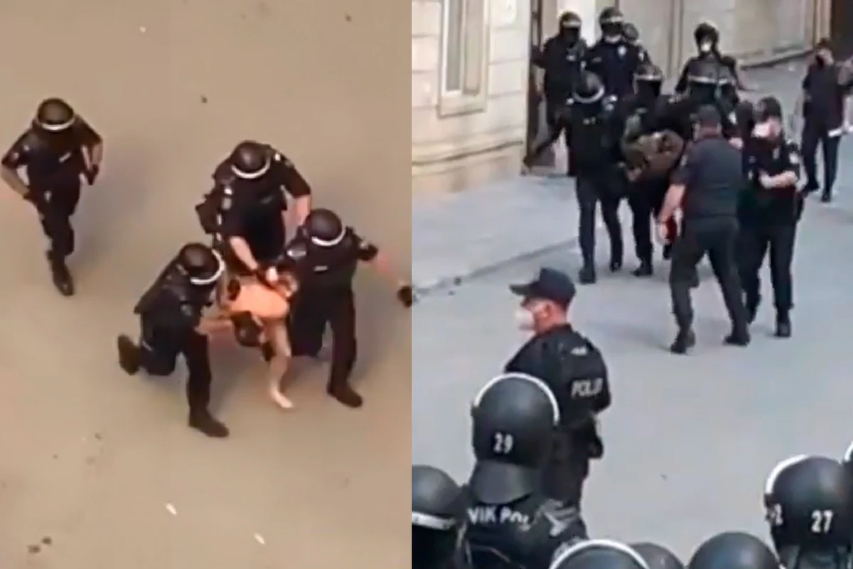 Bakıda polisin başına zibil atanlar saxlanıldı - VİDEO