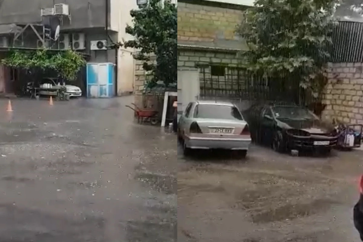 Gəncəyə güclü yağış yağıb, evləri su basıb - VİDEO Gəncəyə güclü yağış yağıb, evləri su basıb - VİDEO