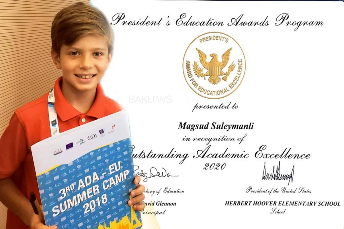 10-летний азербайджанец получил премию президента США за достижения в образовании – ФОТО