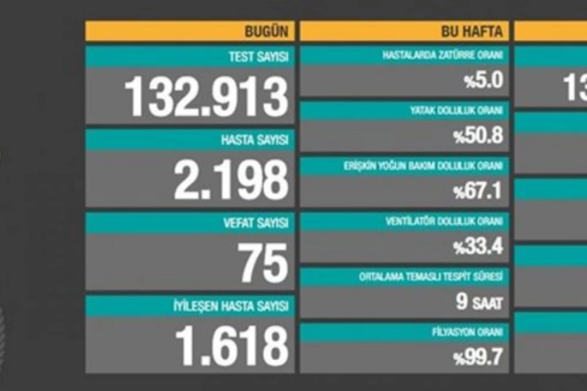 Türkiyədə son sutkada koronavirusdan 75 nəfər ölüb Türkiyədə son sutkada koronavirusdan 75 nəfər ölüb