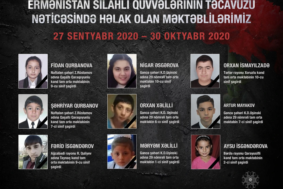Ermənistanın təcavüzü nəticəsində şəhid olan məktəblilərimiz - FOTO