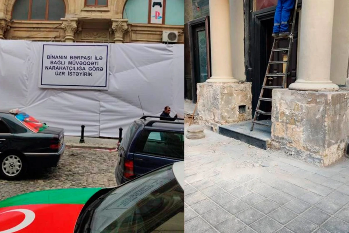 Bakıda tarixi binanın bərpasına başlandı - FOTO