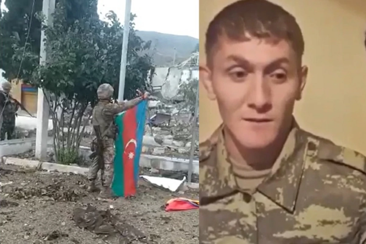 Suqovuşana Azərbaycan bayrağını sancan əsgərimizi siz də tanıyın - VİDEO