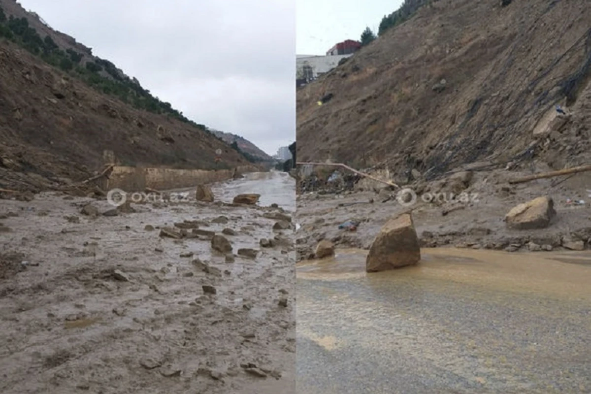 Badamdarda torpaq sürüşməsi oldu - FOTO