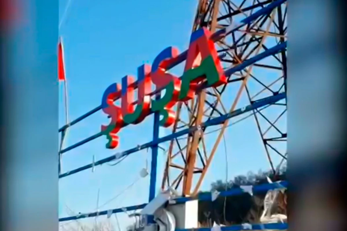 Şuşanın girişində latın hərfləri ilə “ŞUŞA” adı belə montaj olundu - VİDEO