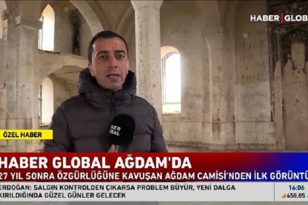 Телеканал Haber Global подготовил репортаж из мечети Джума в Агдаме - ВИДЕО