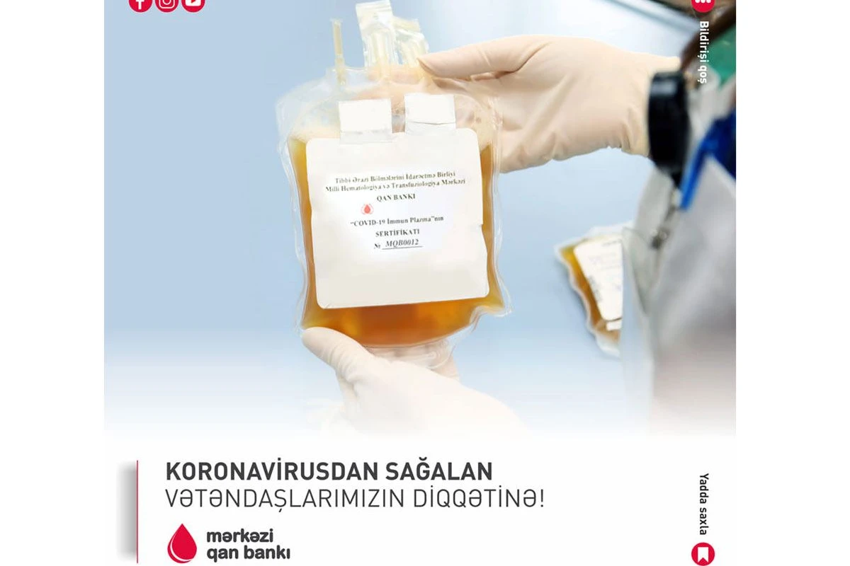 Koronavirusdan sağalmış şəxslər ağır xəstələrə donor ola bilərlər - RƏSMİ