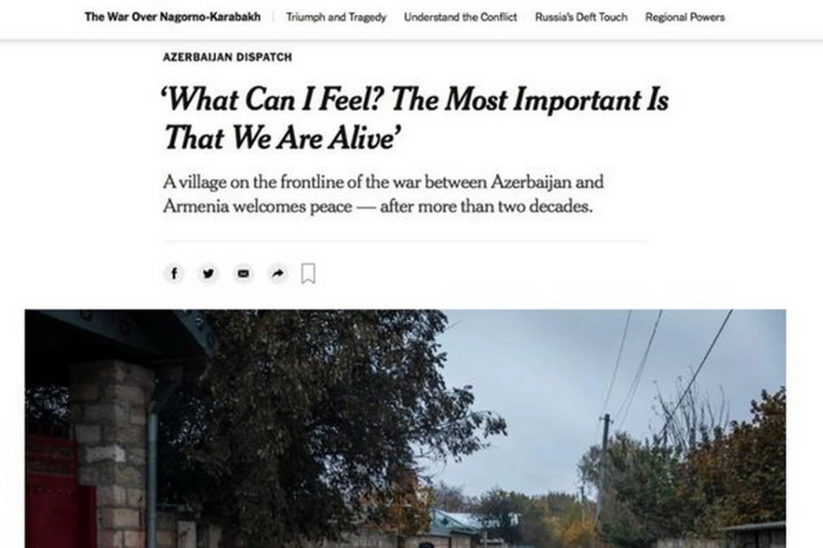 The New York Times опубликовала статью о селе Чираглы Агдамского района