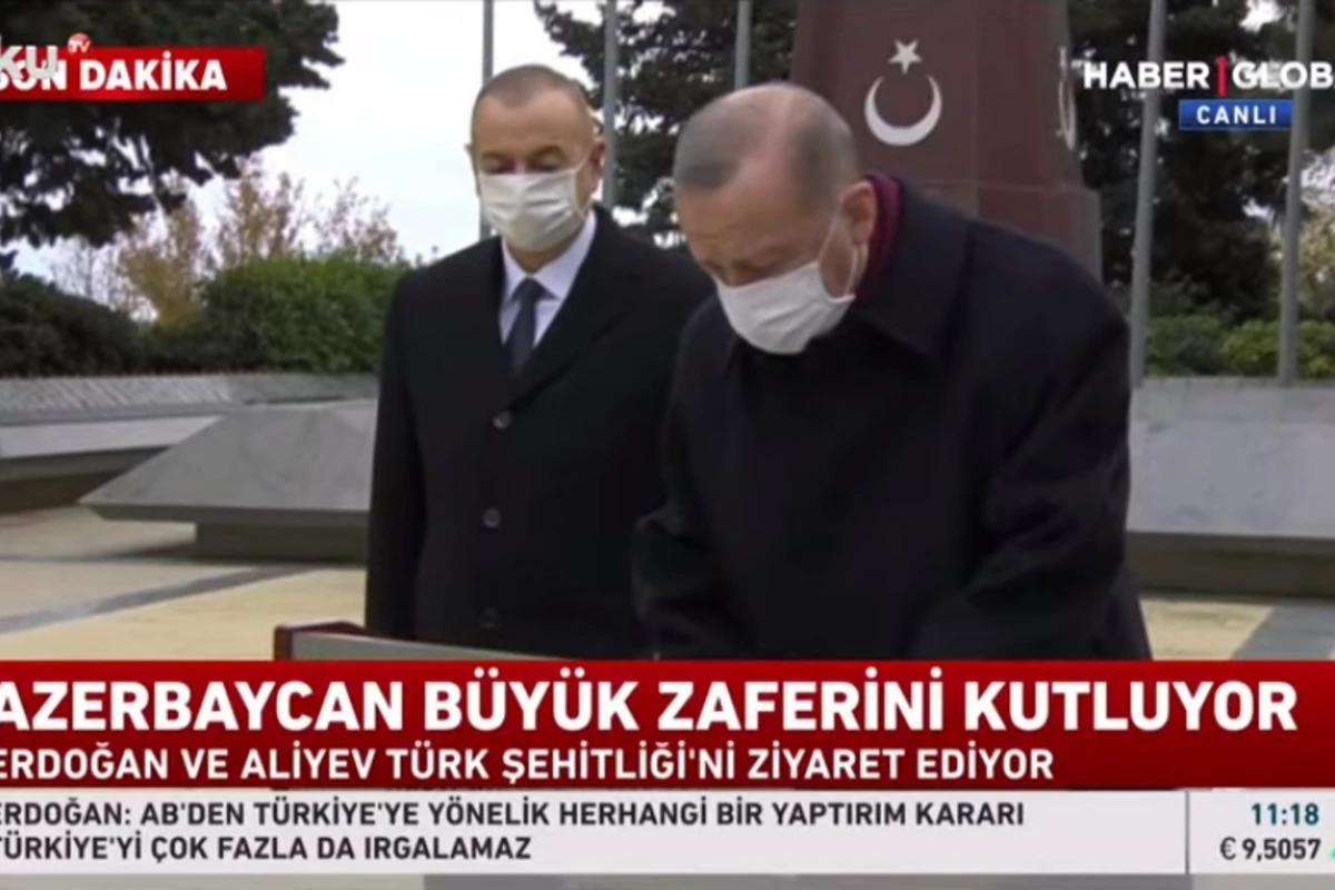 İlham Əliyev və Rəcəb Tayyib Ərdoğan Türk Şəhidliyini ziyarət ediblər
