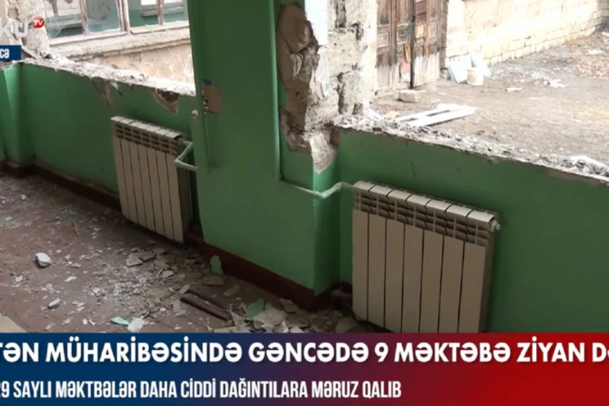 Vətən müharibəsində Gəncədə doqquz məktəbə ziyan dəyib - VİDEO