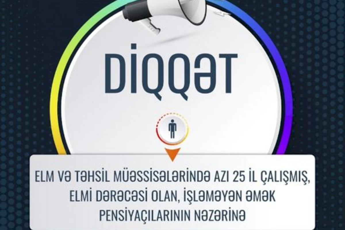 Nazirlik elm və təhsil müəssisələrində azı 25 il çalışmış, elmi dərəcəsi olan, işləməyən əmək pensiyaçılarına müraciət edib