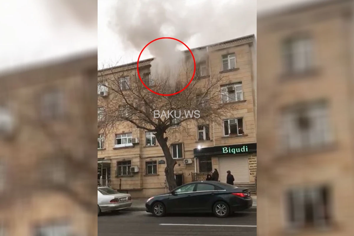 Пожар в одном из пятиэтажных домов в Баку - ВИДЕО