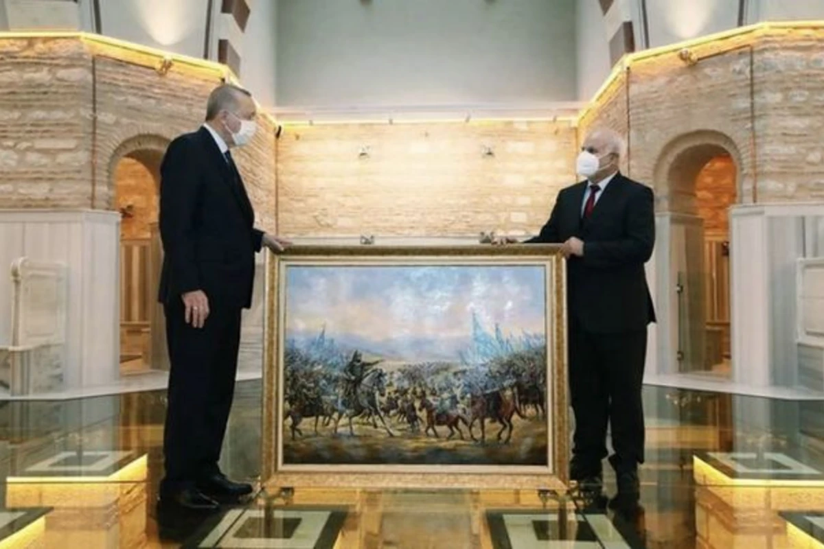 Azərbaycanlı rəssamın əsəri Türkiyə Prezidentinə hədiyyə edildi - FOTO