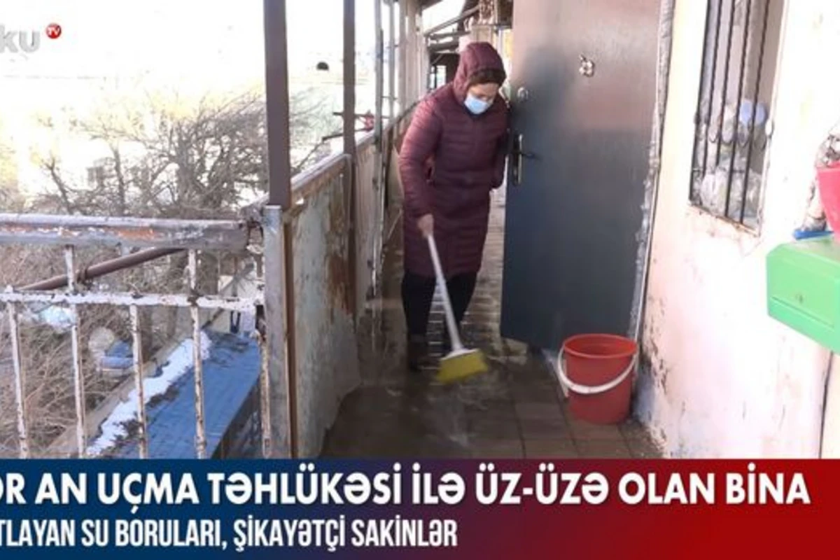Bakıda hər an uçma təhlükəsi ilə üz-üzə olan bina - VİDEO