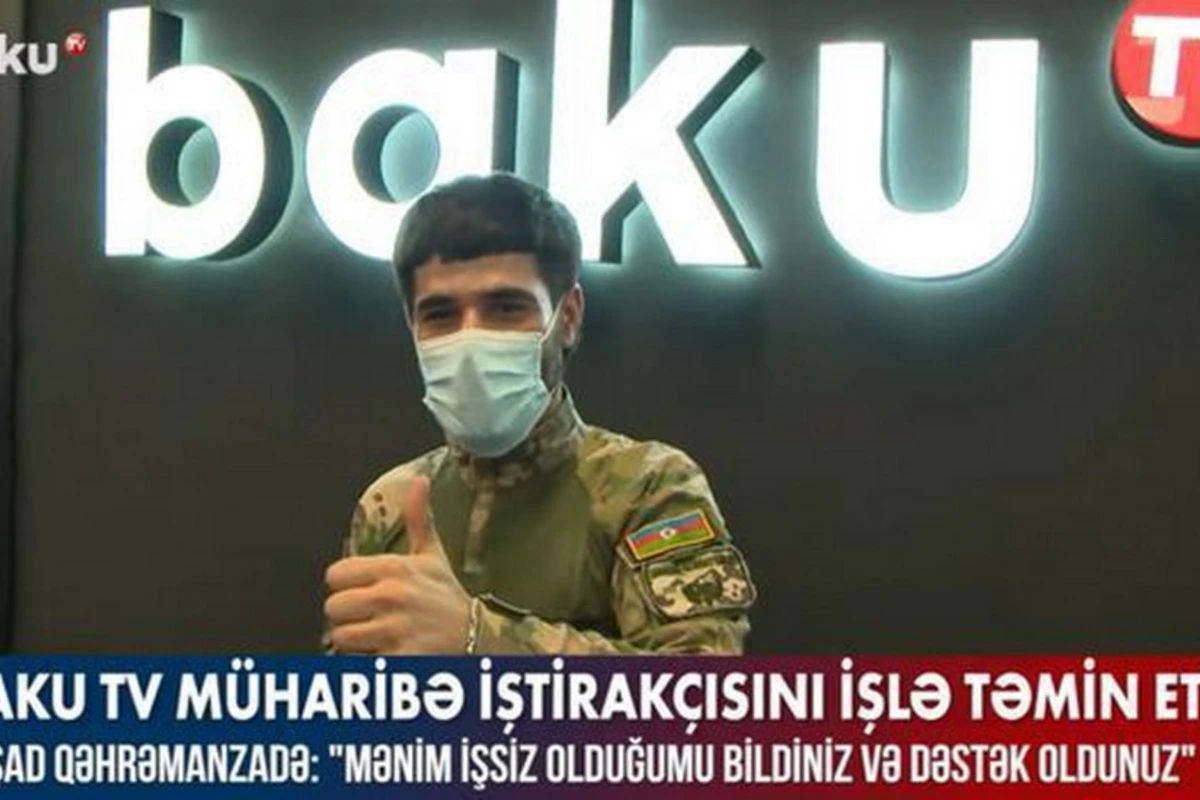 Baku TV трудоустроил участника 44-дневной Отечественной войны - ВИДЕО