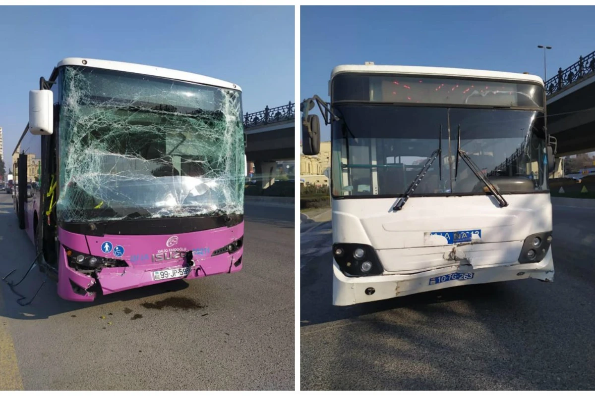 Bakıda iki sərnişin avtobusu toqquşdu