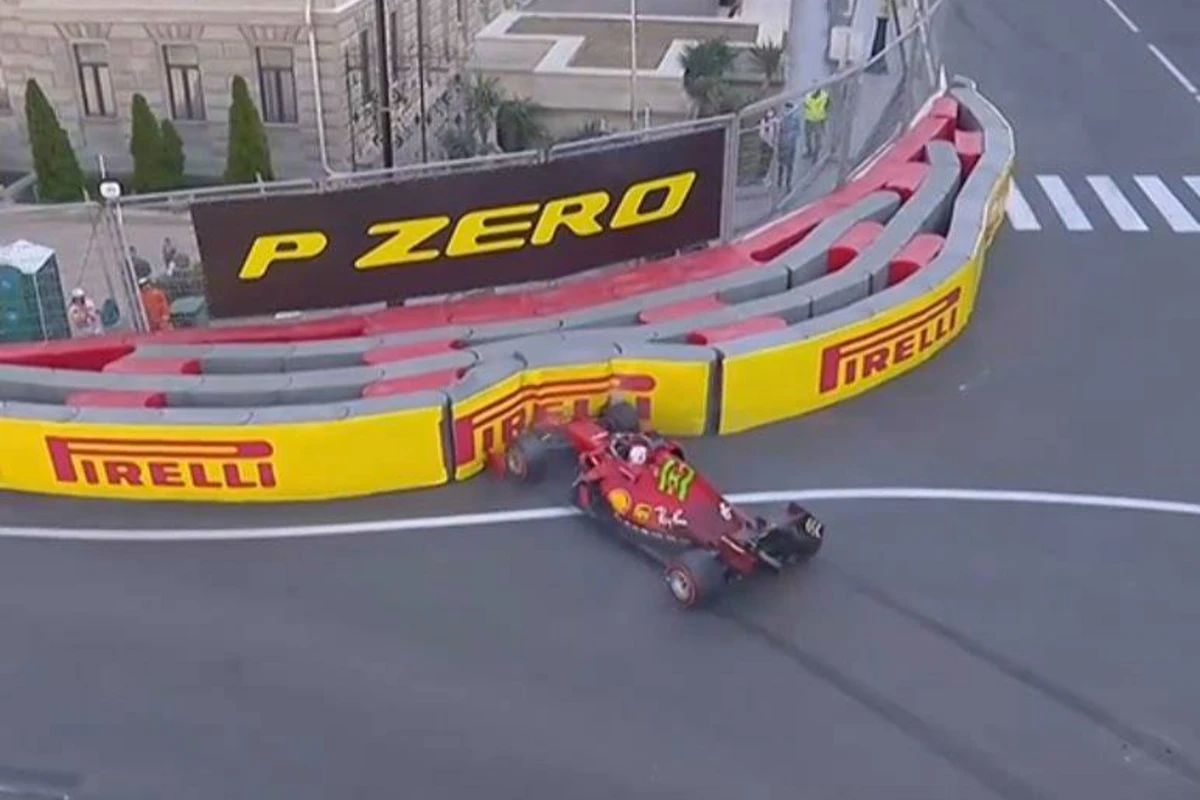Пилот Ferrari врезался в ограждение на Гран-при Азербайджана Формулы-1 - ВИДЕО