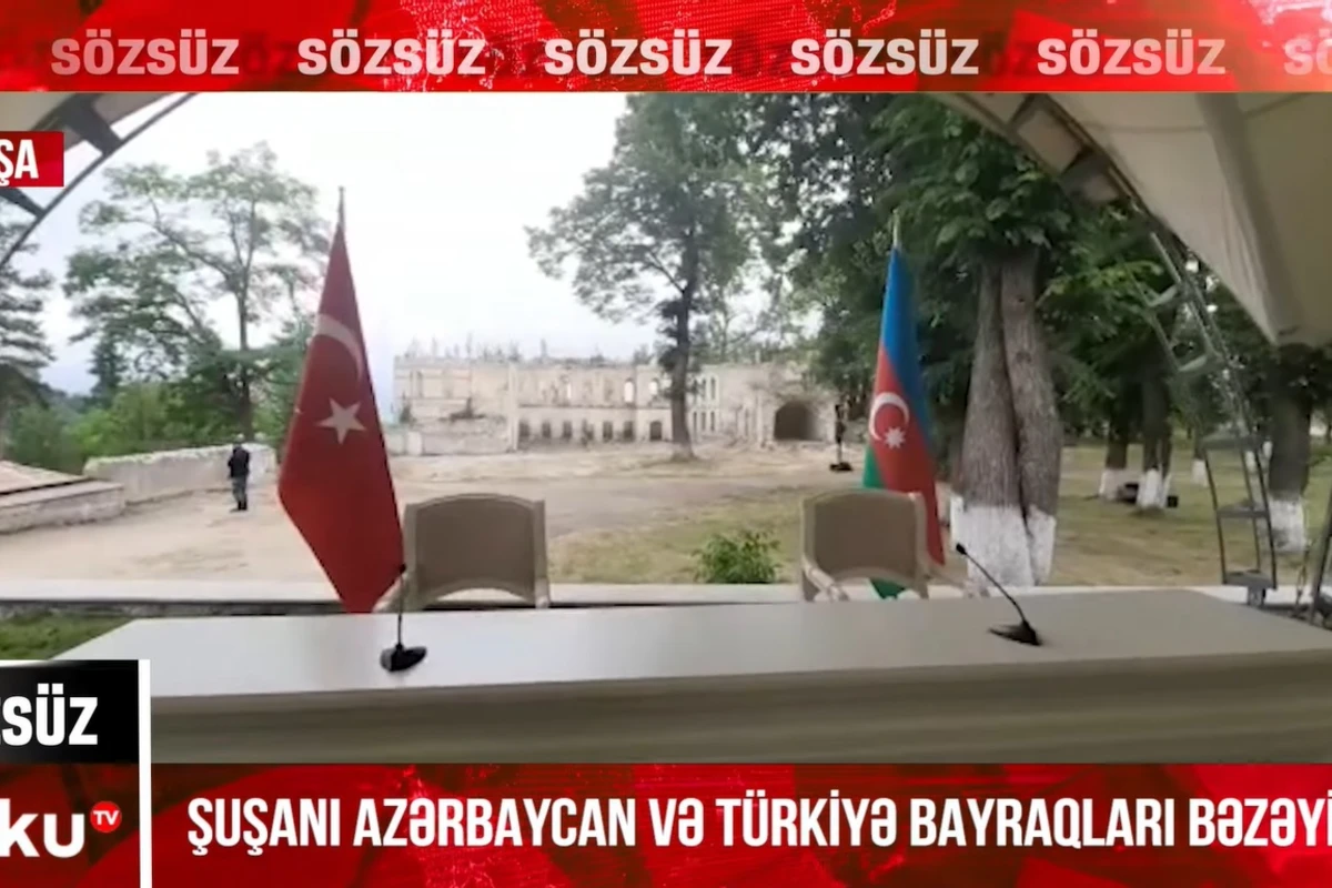 Azərbaycan və Türkiyə bayraqları Şuşanı bəzəyir - EKSKLÜZİV VİDEO