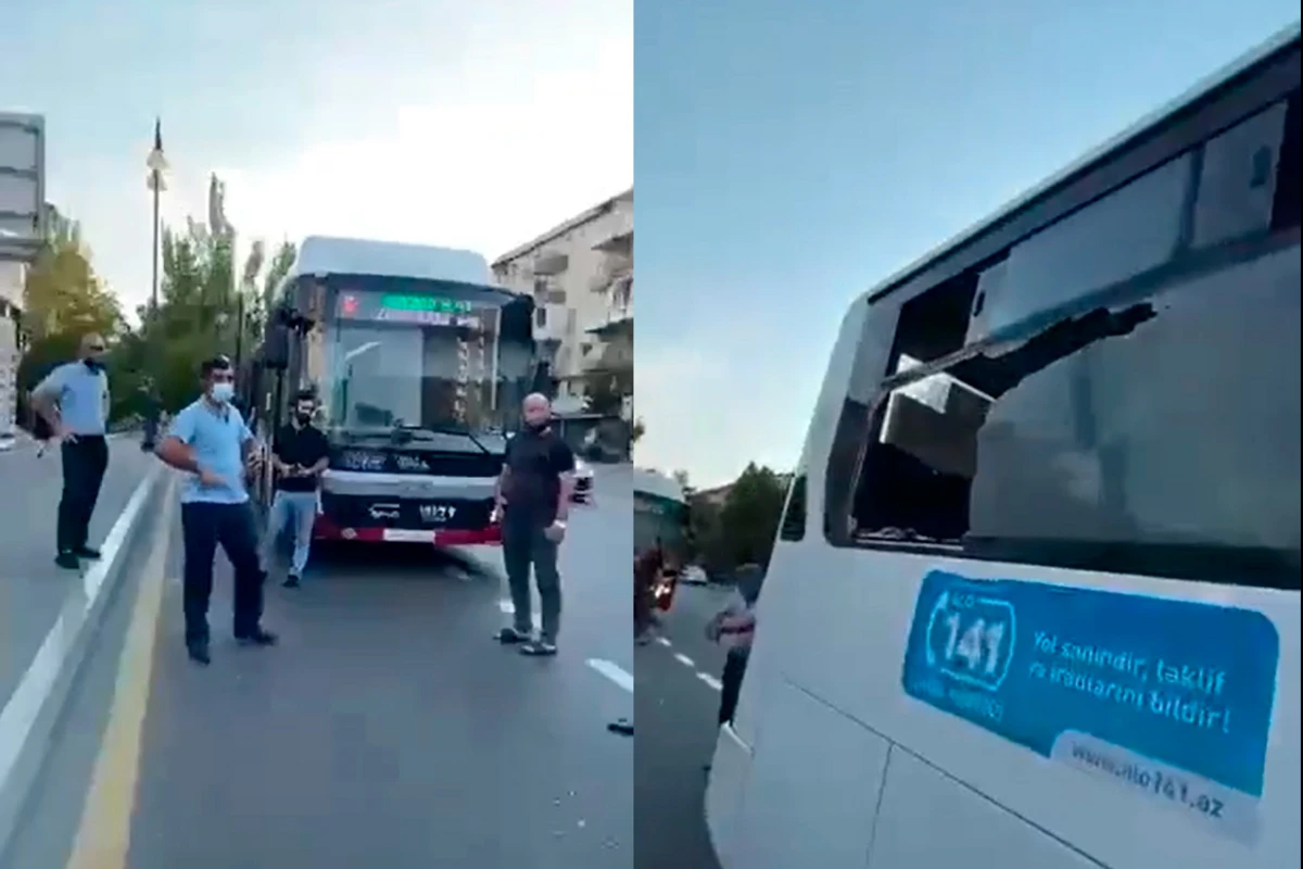 Bakıda iki avtobus toqquşdu - VİDEO