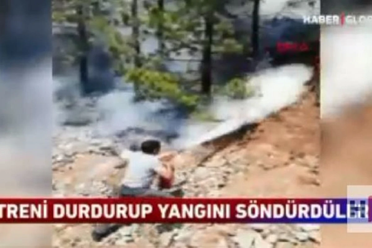 Türkiyədə maşinistlər qatarı saxlayıb yanğını söndürməyə başladılar – VİDEO