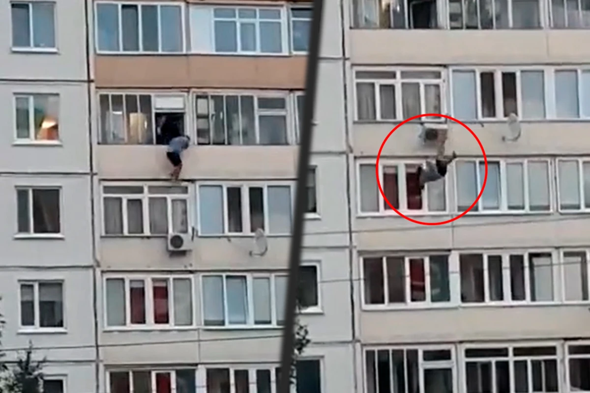 В России мужчину сбросили с балкона - ВИДЕО