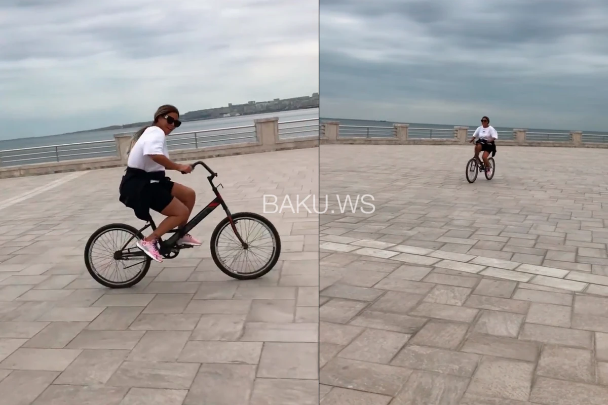 Xalq artisti bulvarda velosiped sürdü - VİDEO