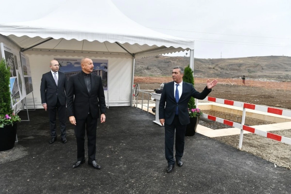 Президент Ильхам Алиев заложил фундамент центральной больницы в Джебраиле