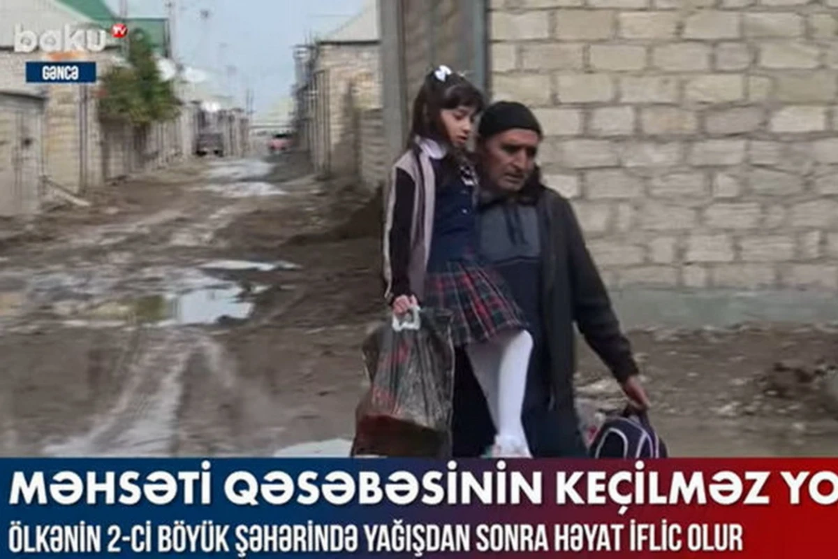 Во втором по величине городе Азербайджана ливни парализовали жизнь - ВИДЕО