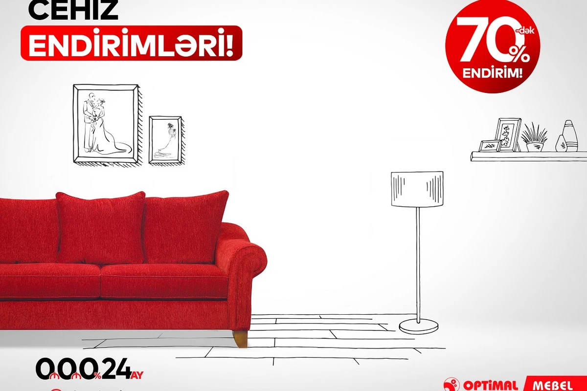 Optimal mebeldə 70%-dək CEHİZ ENDİRİMLƏRİ!