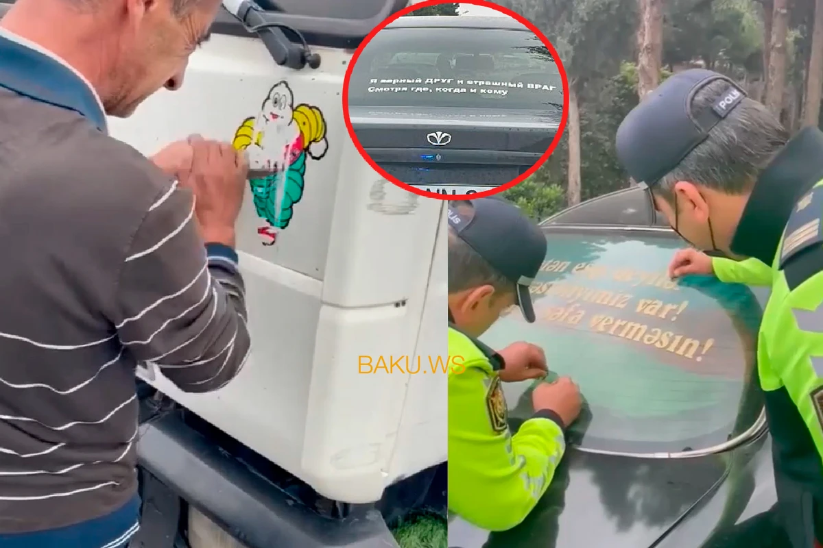 Avtomobilində yazı və şəkil olan sürücülərin NƏZƏRİNƏ: DYP hərəkətə keçdi - FOTO/VİDEO