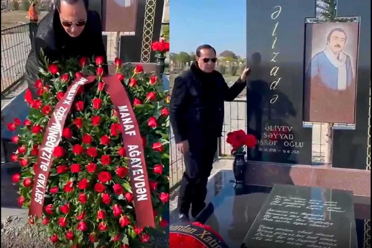 Manaf Ağayev Səyyad Əlizadənin məzarına əklil qoydu - VİDEO