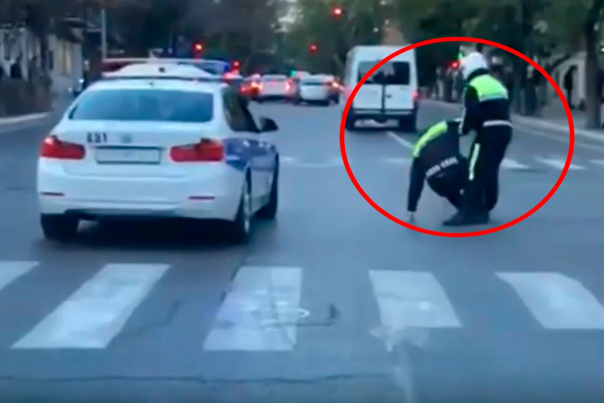В центре Баку водитель сбил сотрудника дорожной полиции и скрылся - ВИДЕО