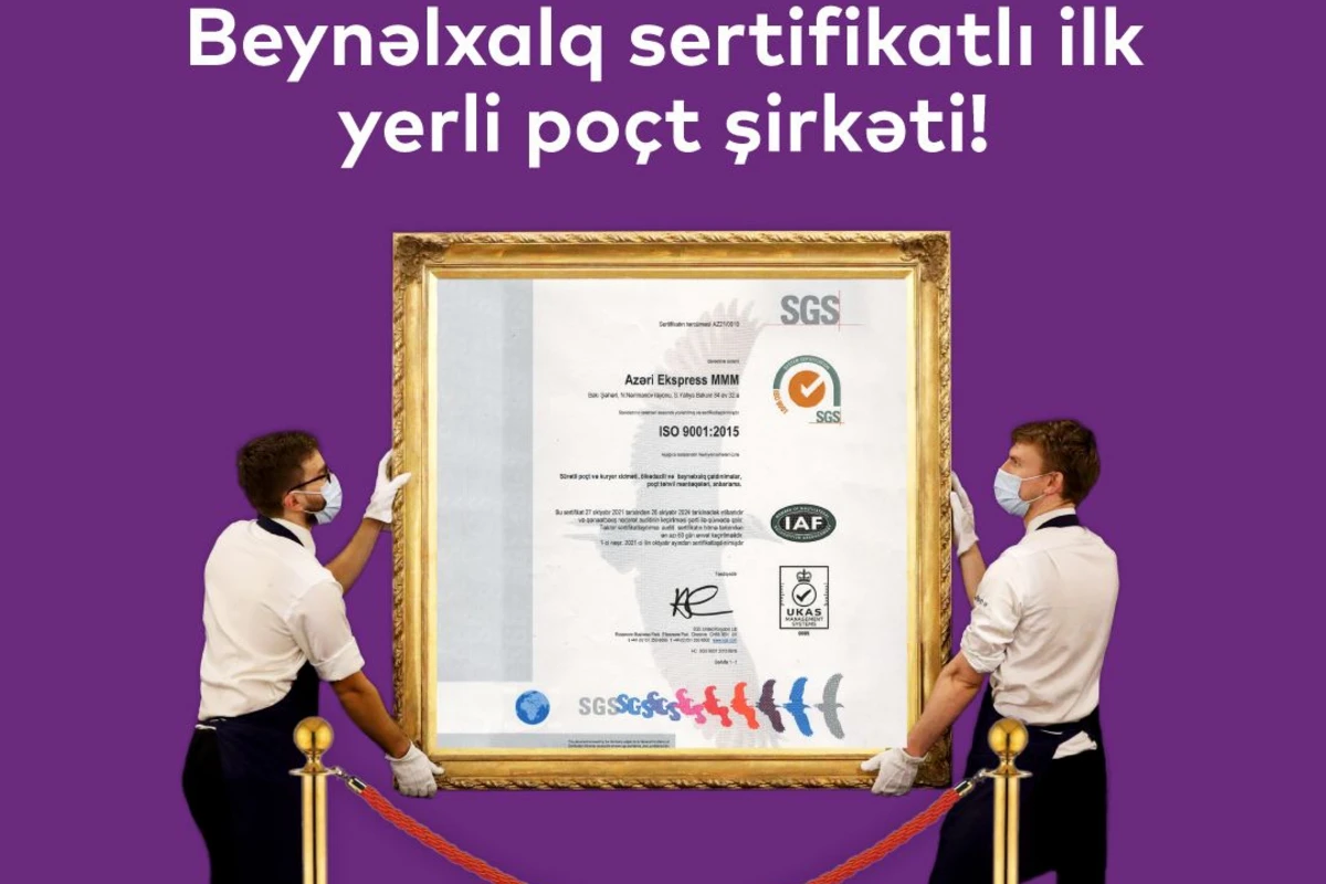 Azərbaycanda poçt sahəsində ilk: “Azəri Ekspress” şirkəti beynəlxalq sertifikat aldı
